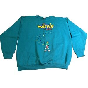 Vintage Marvin Martian Sweatshirt‎ Pullover 1997 Looney Tunes Embroidered